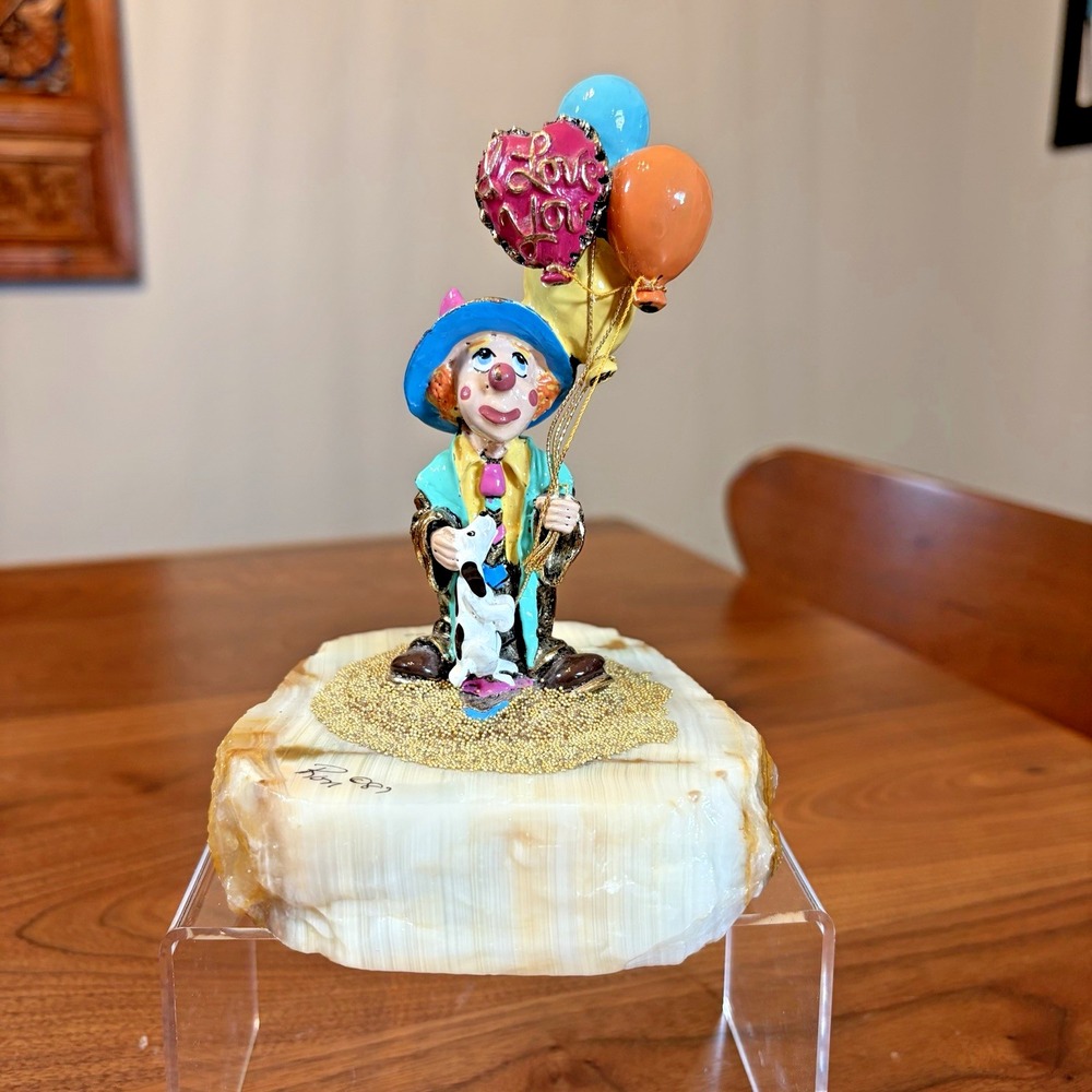 Ron Lee Clown Sculpture 1856/8500 Signed 1987 Limited Edition Onyx Base